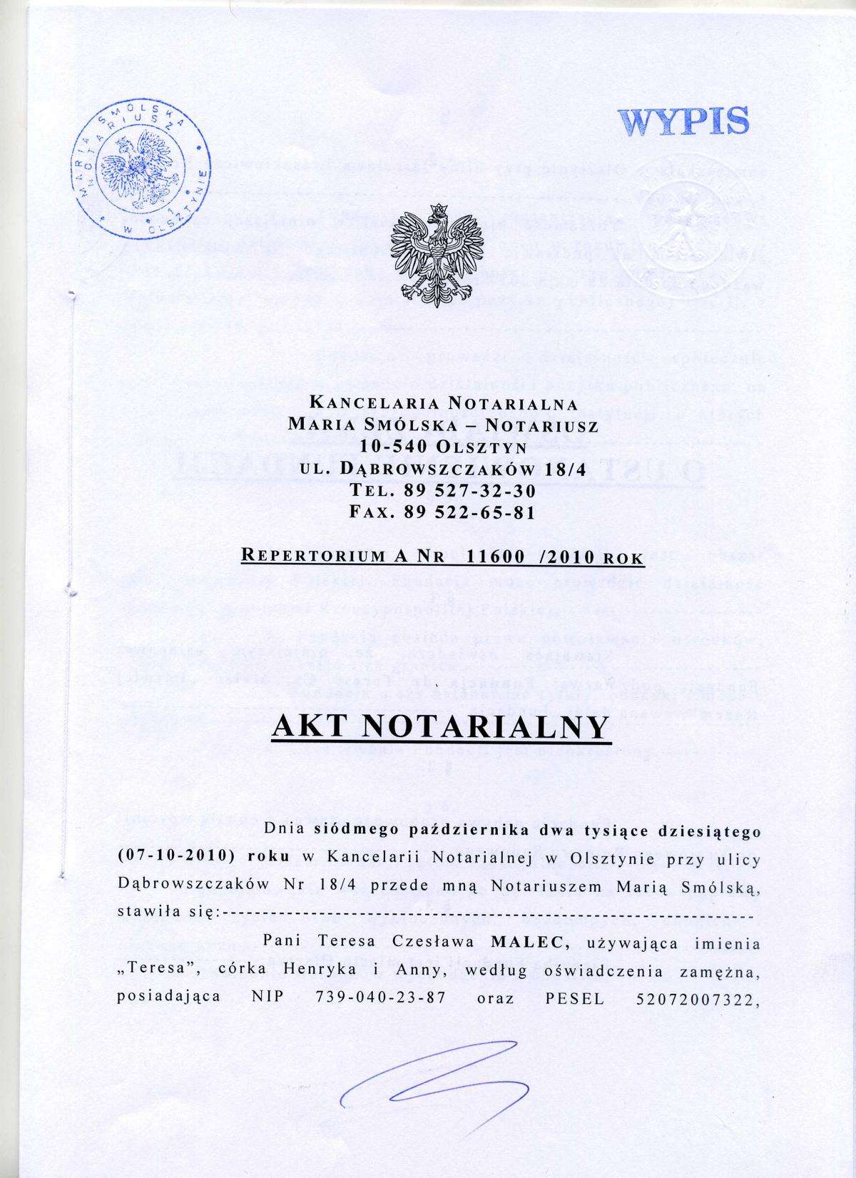 Akt notarialny "Łatwiej Razem"